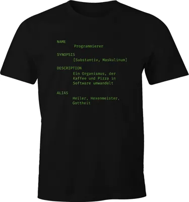 Produktbild von Herren T-Shirt Programmierer Definition Code Spruch lustig Geschenk Informatiker Fun-Shirt Spruch lustig Moonworks® schwarz S