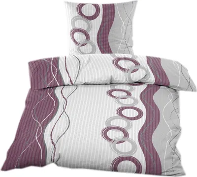 Produktbild von Seersucker Bettwäsche 135x200 2tlg. mit Reißverschluss in Violett Weiss mit Kreismuster