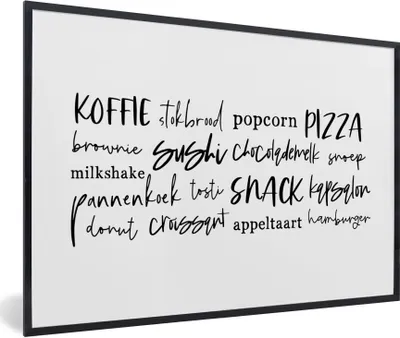 Produktbild von MuchoWow® Gerahmtes Poster Küche - Lebensmittel 90x60 cm - Poster mit Schwarzem Bilderrahmen Wandposter Rahmen Foto Bilder - Fotorahmen - Foto-Plakat