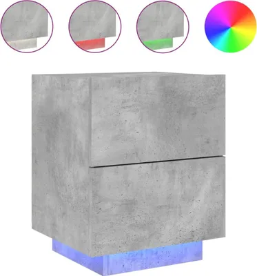 Produktbild von Nachttisch mit LED-Leuchten Betongrau Holzwerkstoff