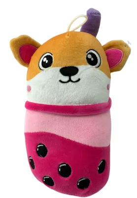 Produktbild von Bubble Tea Plüschtier 20 cm Boba Kuscheltier Plüschpuppen Weiche Bubble Tea Kuscheltier Tee Weiche Puppe Teetasse Kissen Kinderspielzeug (Bubble Tea Hund Bär Pink Orange 20 cm)