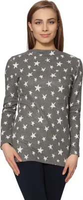 Produktbild von Merry Style Damen Sweatshirt Bluse langarm aus Viskose MS10-340 (Sterne Grau, XL)