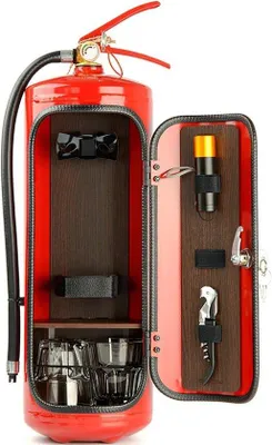 Productafbeelding van Ibenzoa® Metalen minibar in het ontwerp van een brandblusser – een verborgen drankbar, 33 x 12 x 12 cm, 680 g, geschikt voor thuis en feestjes