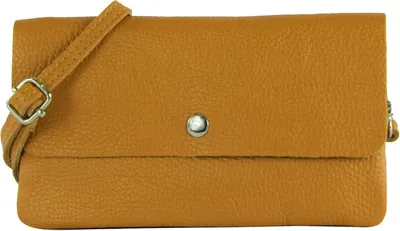 Produktbild von Damen Echtleder Umhängetasche Clutch Handgefertigt in Italien Verstellbarer Schultergurt 3 Fächer Leicht Kompakt Elegant
