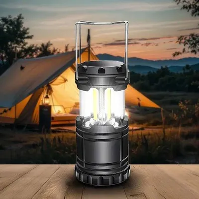 Obrázek produktu pro Přenosná venkovní lampa do stanu, multifunkční nouzová lampa, napájená bateriemi, kompaktní, voděodolná.