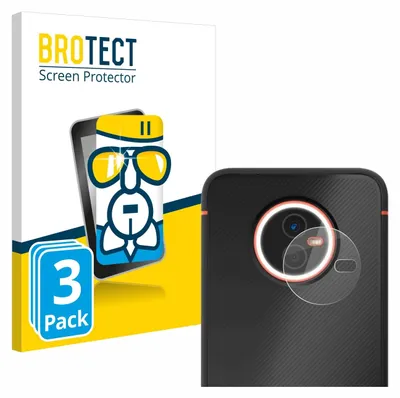 A product shot showing the packaging of screen protectors and a close-up of the product applied to a phone camera lens.