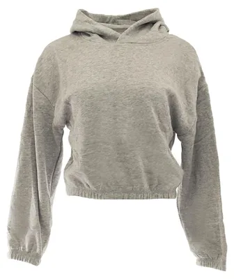 Produktbild von Damen Hoodie Pullover Sweat Pulli kurz uni ultra soft Vlies warm 7306 grau S
