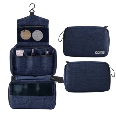 Produktbild von Tragbare Kulturtasche mit Haken zum Aufhängen, Reisetasche für Toilettenartikel, wasserabweisender Kosmetik-Make-up-Organizer, großes Fassungsvermögen, Damen und Mädchen