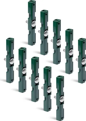 Produktbild von Alberts 825249 Mattenverbinder, für Doppelstab-Gittermatten, grün kunststoffbeschichtet RAL 6005, 140 x 18 x 15,5 mm, 10er Set