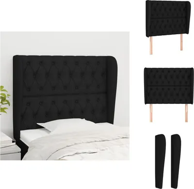 Produktbild von vidaXL Kopfteil mit Ohren Schwarz 93x23x118/128 cm Stoff -  Kopf- & Fußenden