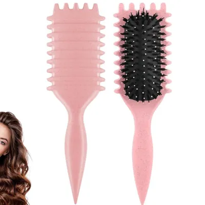 Produktbild von Haarbürsten-Set, Lockenbürste Wildschweinborsten, Curl Stylingbürste zum Formen und Definieren von Locken, Entwirrbürste für Frauen
