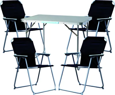 Produktbild von Campingmöbel Set Alu L70xB50xH59cm schwarz 5-tlg.
