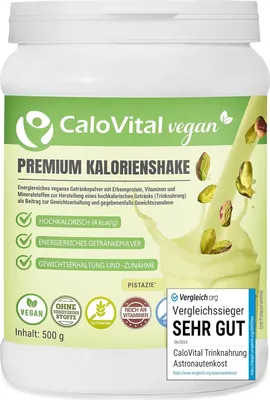 Produktbild von Hochkalorische Trinknahrung Vegan | Astronautennahrung Trinkmahlzeit mit Kohlenhydrate Protein Vitamine & Mineralstoffe Hochdosiert CaloVital Pistazie