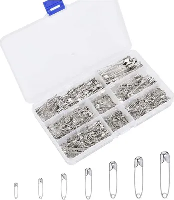 Produktbild von Sicherheitsnadeln, Sicherheitsnadeln, Satz 460 Silber dauerhafte Sicherheitsnadeln, 7-Größen Sicherheitsnadeln für Kleidung, Gebogene Sicherheitsnadeln, Handwerk, Nähen von Säumen Handwerk, Rostbestän