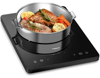 Induktionskochplatte 2000 W, 9 Stufen, Timer, 40 mm, schwarz