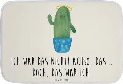 Produktbild von Mr. & Mrs. Panda Badvorleger Kaktus Heilig - Weiß - Geschenk, Badläufer, Schwestern, Teppich Bad, Duschvorleger, Eltern, Badteppich, Badezimmerteppich, Lustig, Familie