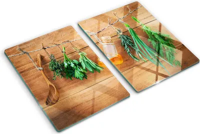 Obrázek produktu pro Kryt varné desky – Kryt na indukční desku – Ochranná skleněná deska – 2x40x52 cm– Skleněné ochranné desky na sporák –Tvrzené sklo –Bylinný provázek