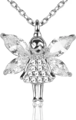Produktbild von LUISIA Filigrane Damen Halskette mit kleiner Strass Kristall Elfe - 925 Silber Schmuck mit Zirkonia