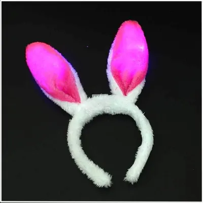 Produktbild von LED Plüsch-Haarreif "BUNNY" mit Hasenohren in 3 Farben, blinkend leuchtend Party (pink)