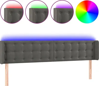 Produktbild von vidaXL LED Kopfteil Dunkelgrau 183x16x78/88 cm Samt