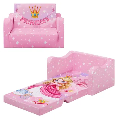 Kinder Sofa Bett 2-in-1, klappbar, Prinzessin Motiv