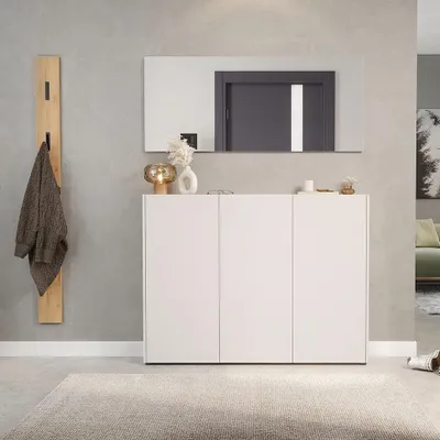 Produktbild von Garderobenset 3-teilig in kaschmir mit Eiche mit 1 Garderobenpaneel, Modern, LAPUA-01