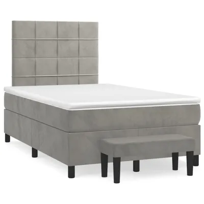 Produktbild von vidaXL Boxspringbett mit Matratze Hellgrau 120x200 cm Samt