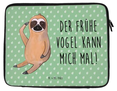 Produktbild von Mr. & Mrs. Panda Laptop Tasche Faultier Vogel 20 x 28 cm - Tropengrün - Geschenk, Notebook, Spinner, Hülle, Sleeve, Laptoptasche, Lieblingstier