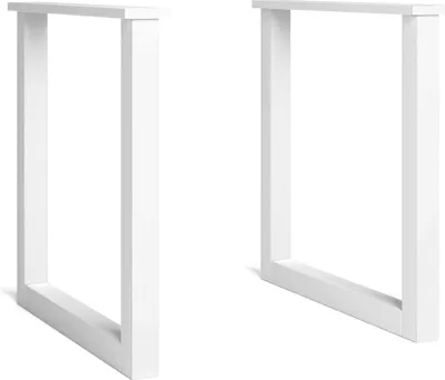 Produktbild von Tischgestell, Ständer, Beine, Staffelei, U-förmig, Tischbeine aus Massivholz, Wohnzimmer, Esszimmer, Büro, Weiß lackiert, 70x71cm