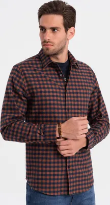 Zdjęcie produktu dla Ombre Clothing Koszula flanelowa męska Galaeron czarno-granatowa S