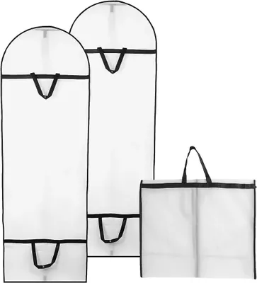 Produktbild von 2er Kleidersäcke,180x60cm Schutzhülle Kleiderhülle mit einem Griff,Kleideraufbewahrung mit Reißverschluss,Anzugtasche Kleidersaecke