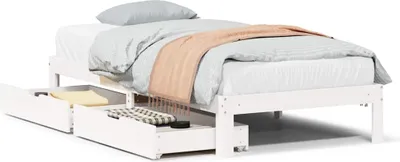 Obrázek produktu pro vidaXL Postel z masivu se zásuvkami bílá 100x200 cm borovice