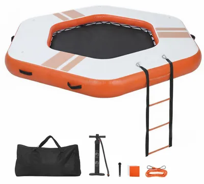 Produktbild von Aufblasbares Schwimmdock - Schwimmplattform/Schwimminsel 2,6 x 2,6 m - Rutschfeste Oberfläche - Abnehmbare Leiter - Mit Tragetasche - Für Pool, Strand & Meer - Orange