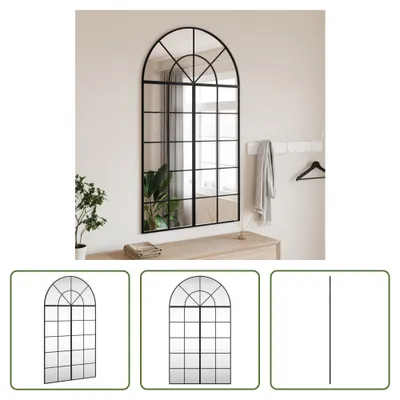 Obrázok produktu pre The Living Store Nástenné zrkadlo čierne 80x140 cm Zakrivené železo