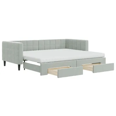 Zdjęcie produktu dla VidaXL 3196763, sofa rozkładana, Szary, Pianka, Metal, Poliester, Drewno, 2230 mm, 1000 mm