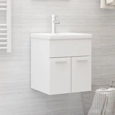 Obrázok produktu pre vidaXL Vanity Unit so zabudovaným umývadlom Biely drevený materiál