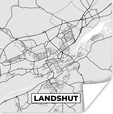 Produktbild von MuchoWow® Poster Karte - Deutschland - Landshut - Karte - Stadtplan 100x100 cm - Babyzimmer