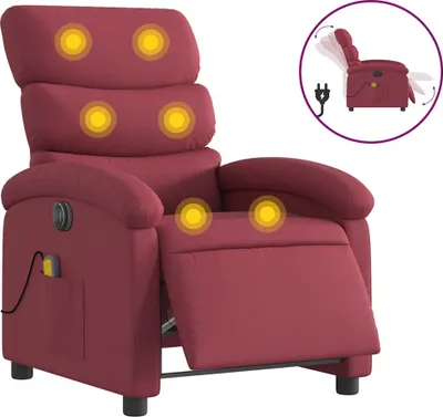 Produktbild von vidaXL Massagesessel Elektrisch Weinrot Stoff