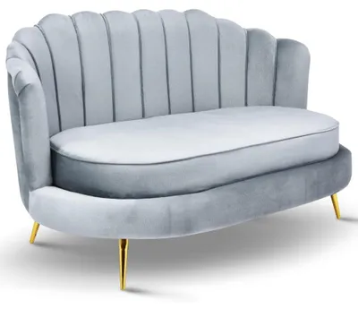 Produktbild von MG Design Sofa 2 Sitzer hellblau 150 cm - mit weicher Füllung, gesteppter Rückenlehne, mit goldenen Beinen, in Veloursstoff - Couch für Wohnzimmer, Gästezimmer, Wohnzimmer Möbel