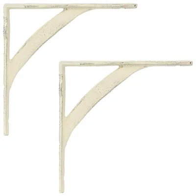 Image de Supports muraux pour étagères, 2 pièces, blanc antique, 10 x 10 x 3 cm, acier