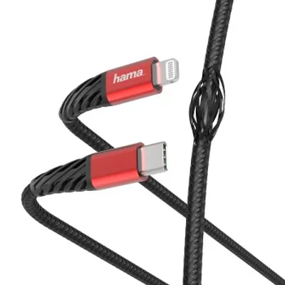 Produktbild von Schnelllade-/Datenkabel "Extreme", USB-C - Lightning, 1,5 m, Schwarz/Rot (00183294)