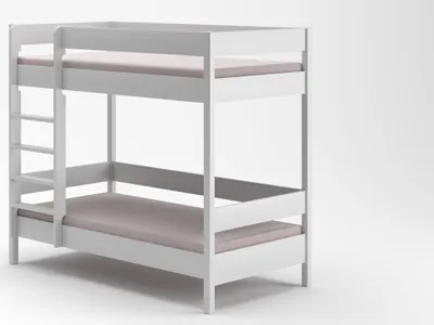 Produktbild von Etagenbett Diego 180x80 Kinderbett mit Rausfallschutz & Lattenrost weiß 80 x 180 für Mädchen und Jungen Massivholz Kiefer
