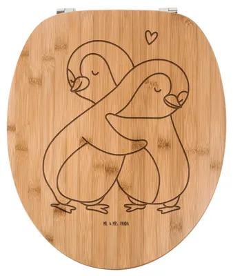 Produktbild von Mr. & Mrs. Panda WC Sitz Pinguine Kuscheln - Transparent - Geschenk, Freund, Hochzeitstag, für Partner, Freundin, Toilettendeckel, Klodeckel, Valentinstag, Deckel, Brille