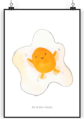 Produktbild von Mr. & Mrs. Panda Bild Spiegelei Ei DIN A4 - Weiß - Geschenk, Wandbild, Glücklich, Posterdruck, Tag, Schön, Liebe, drucke, Lustige Sprüche, Plakat, Kunstdruck