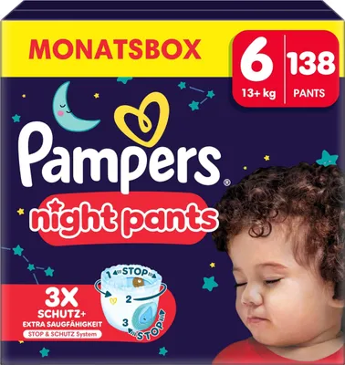 Produktbild von Pampers® Windeln Monatsbox baby-dry™ night pants Größe Gr.6 (15+ kg) für Kids und Teens (4-12 Jahre), 138 St.