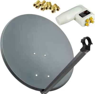 Produktbild von PremiumX SAT Anlage 80cm Antenne Aluminium Quad LNB 8x F-Stecker