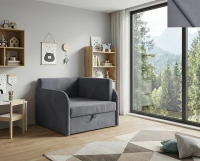 Produktbild von Schlafsessel LUCCA 79×104×67 cm mit Schlaffunktion 73×170, Bettkasten, Matratze, Stoff New Velo 122 GRAU POLTRONA LETTO