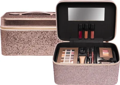 Zdjęcie produktu dla Kosmetyczka dla dzieci Beautycase brązowa luksusowa z lusterkiem i akcesoriami