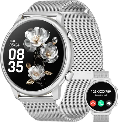 Produktbild von Damen Smartwatch mit Bluetooth-Anrufen 140+ Sportmodi SpO2 Herzfrequenzmesser Schlafmonitor Schrittzähler