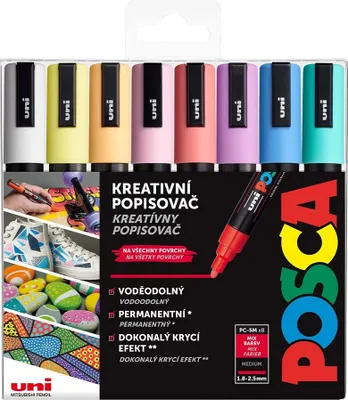 Immagine prodotto di Pennarello acrilico Uni Posca PC-5M, 1,8-2,5 mm, set di 8 colori pastello